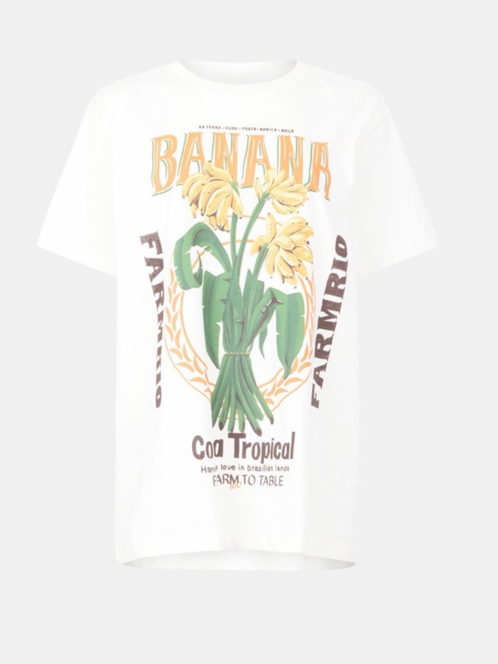 FARM Rio White Banana Graphic Tee with Green & Yellow Print